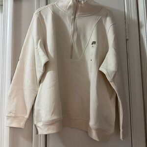 Women's Cream Zip-Up Sweater
